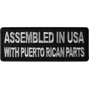 Assembled in USA with Puerto Rican Parts Funny Iron on Patch