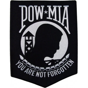 POW MIA, Your Are Not Forgotten, Large Embroidered Iron on Patch