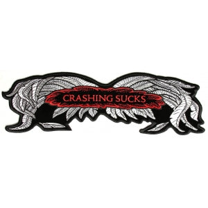 Crashing Sucks Jacket Patch Large Wings