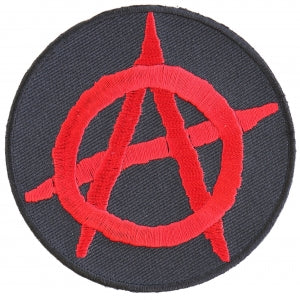 Anarchy Red Round Novelty Iron on Patch