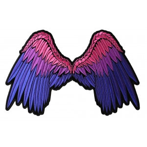 Pretty Angel Wings in Pink and Purple Embroidered Iron on Patch