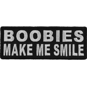 Boobies Make Me Smile Funny Iron on Patch