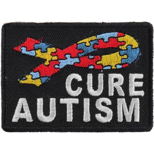 Cure Autism Puzzle Pieces Ribbon Patch