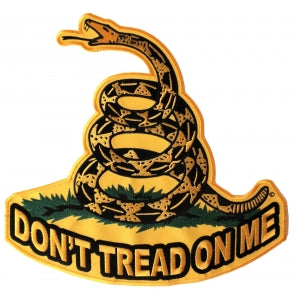 Don't Tread On Me, Yellow Gadsden Snake, Large Embroidered Iron on Back Patch