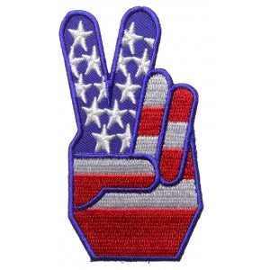 Finger Peace US Flag Iron on Patch