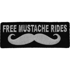 Free Mustache Rides Naughty Iron on Patch