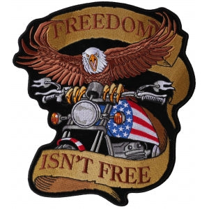 Freedom Isn't Free Motorcycle Eagle Embroidered Iron on Biker Patch