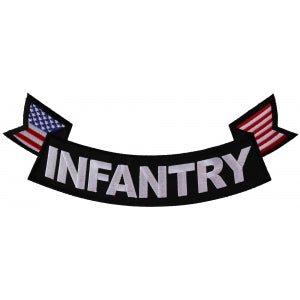 Infantry Large Lower Rocker Embroidered Iron on Patch With Flags