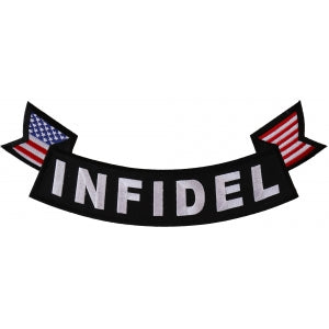 Infidel Large Lower Rocker Embroidered Iron on Patch With Flags