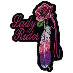 Lady Rider With Purple Rose and Feather Vertical Small Patch