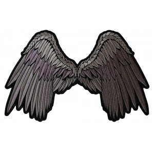 Pretty Angel Wings in Gray Embroidered Iron on Patch