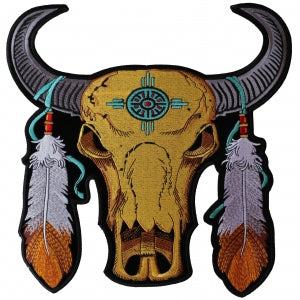 Buffalo and Feathers Embroidered Iron on Patch