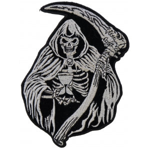 Reaper Skull Sand Clock Embroidered Iron on Patch