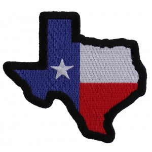 Texas Map Texas Flag Black Border Patch