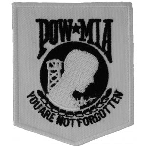 White POW MIA Iron on Patch