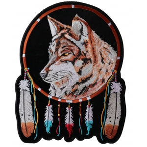 Wolf and Feathers Embroidered Iron on Patch